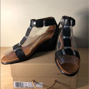 Gentle Souls, NEW wedge heeled black sandals.